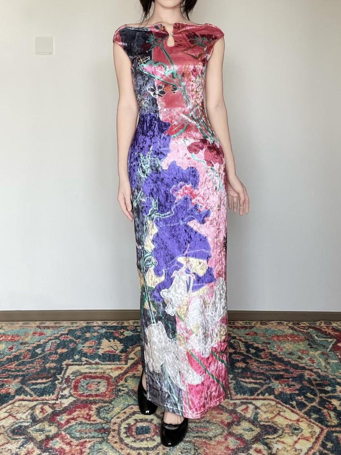 Wet Tail Floral Print Sleeveless Long Women&