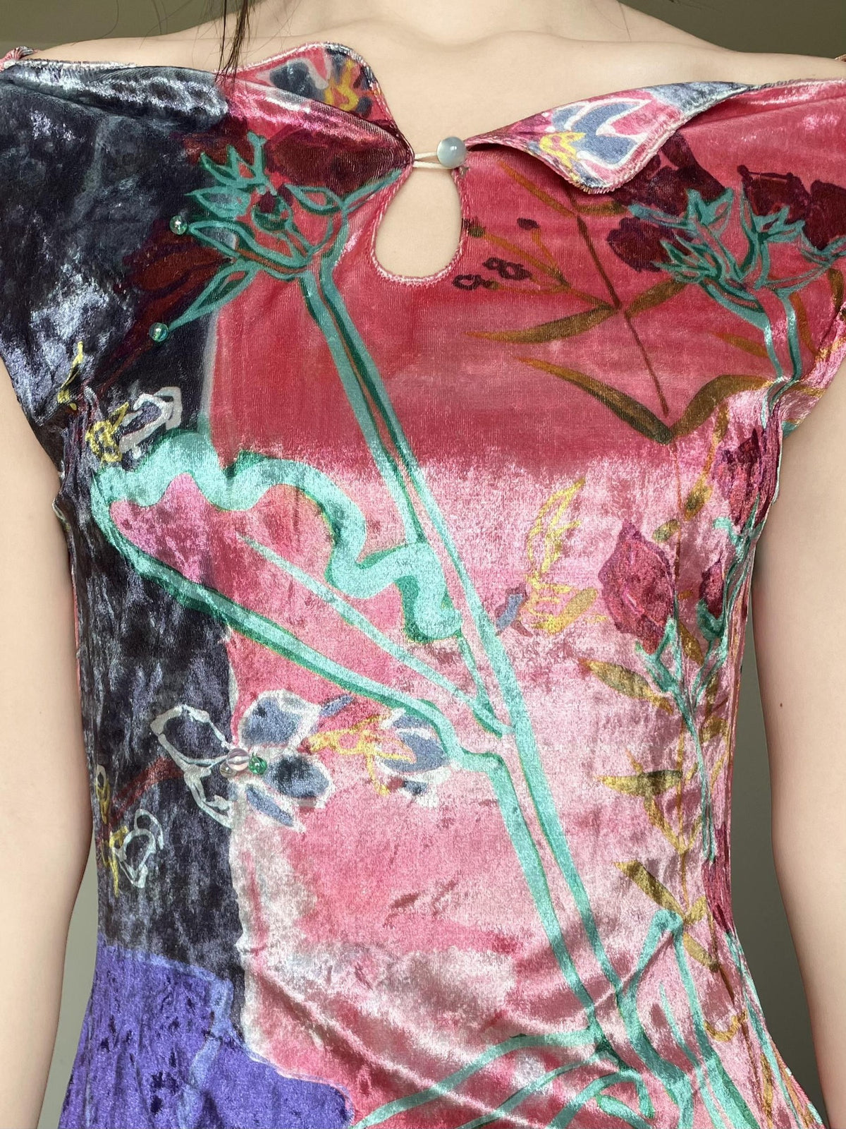 Wet Tail Floral Print Sleeveless Long Women&