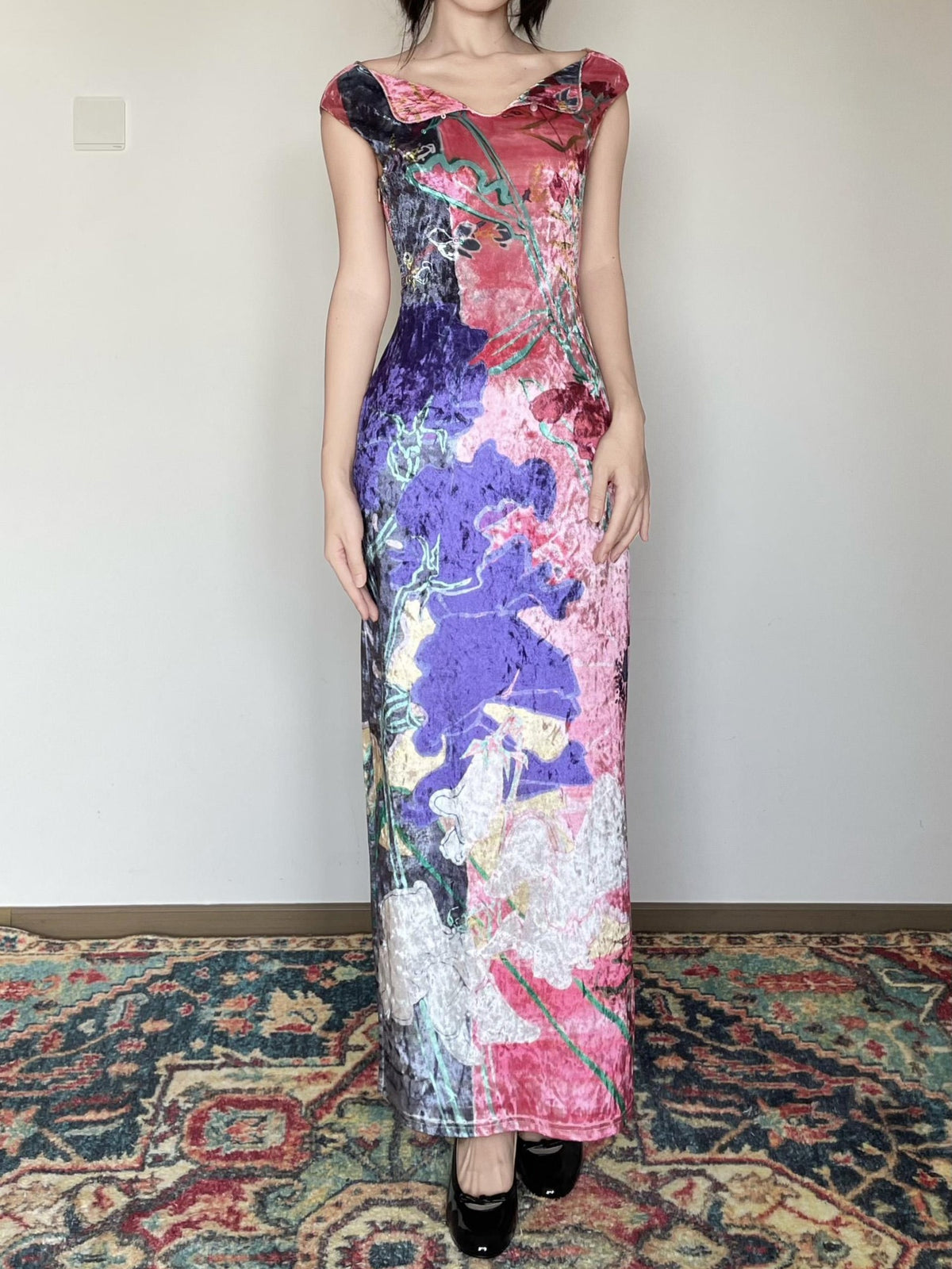Wet Tail Floral Print Sleeveless Long Women&