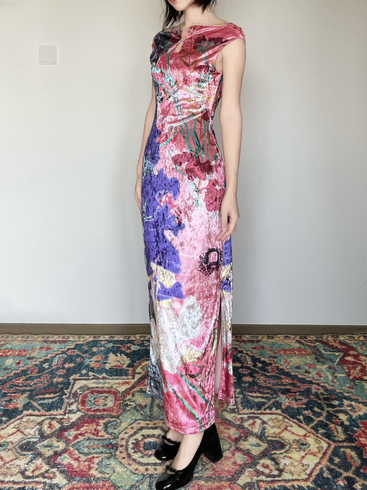 Wet Tail Floral Print Sleeveless Long Women&