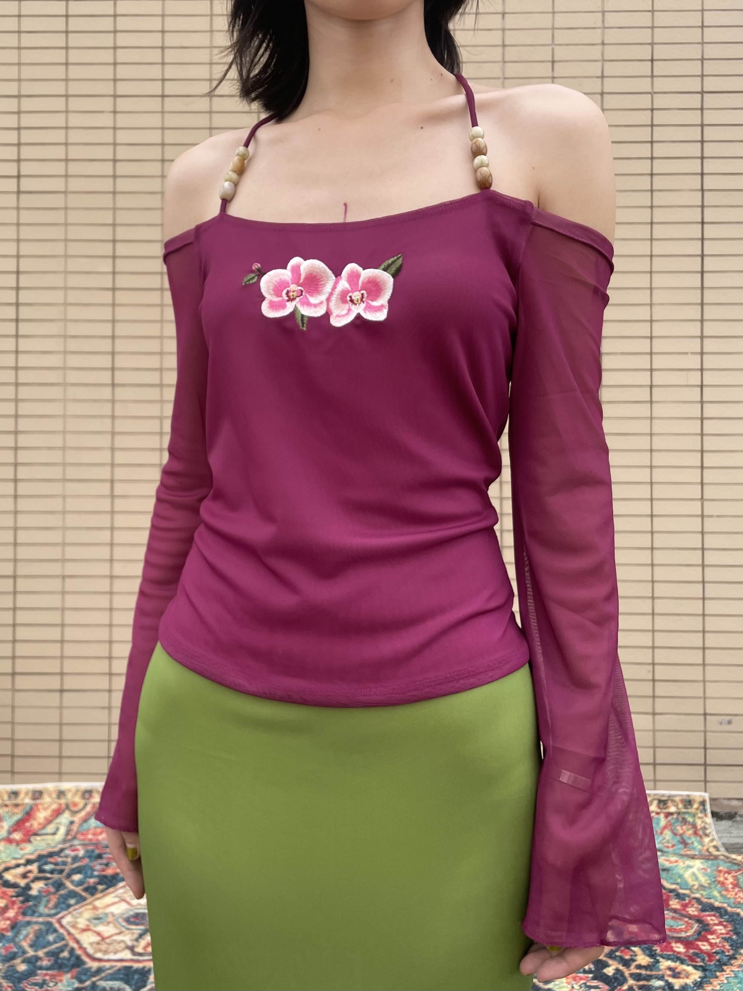 Wet_Tail_Magenta_Orchid_Embroidery_Beaded_One_Shoulder_Women&