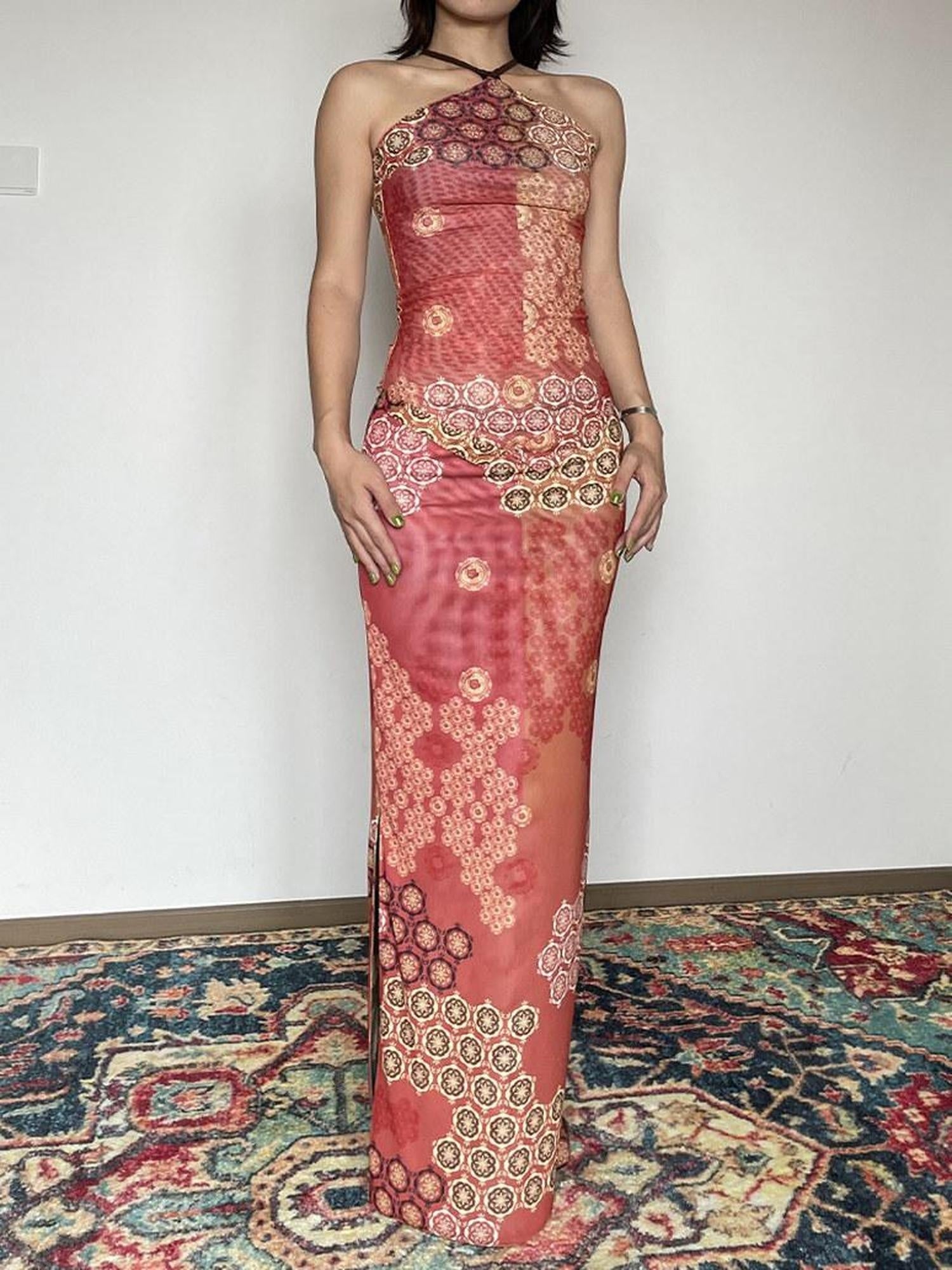 Wet Tail Reversible Cheongsam Printed Slim Mid Waist Mermaid Women Maxi Skirts