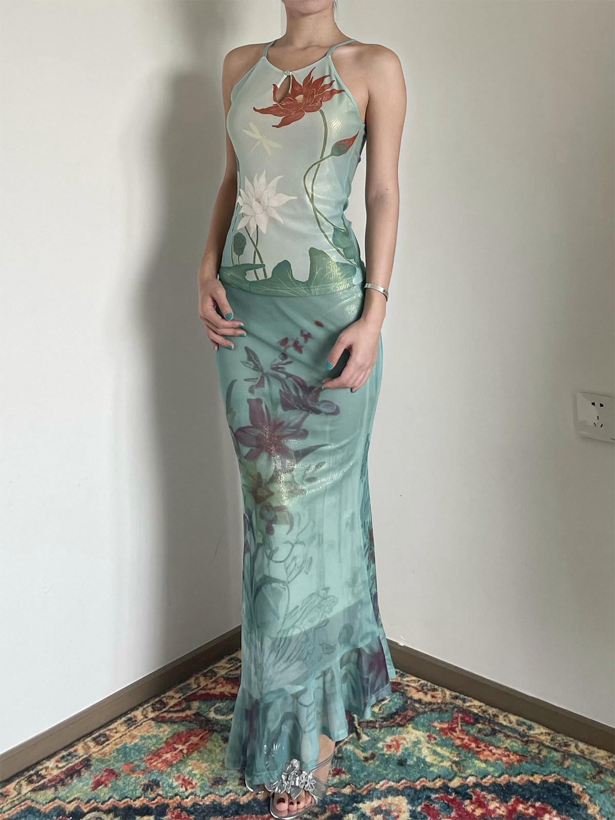 Wet Tail Soft Stretch Slim Fit Strappy Cropped Floral Mint Green Women Camisoles