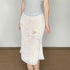 Wet Tail Stretch Jacquard Knit Ruffle Trim Mid Waist Slim Womens Beige Midi Skirts