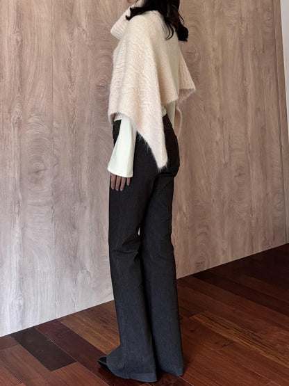 Wet Tail Three Tone Cloak Wool Blend Women&
