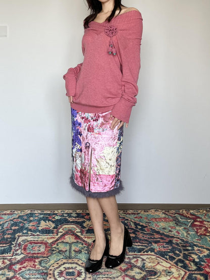 Wet Tail Vintage Loose Fit Pullover Anemone Bouquet Floral Women&