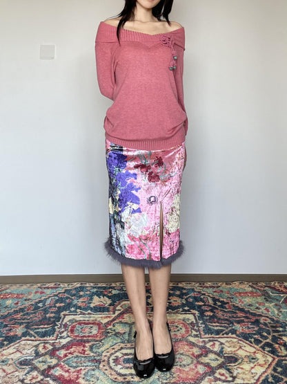 Wet Tail Vintage Loose Fit Pullover Anemone Bouquet Floral Women&