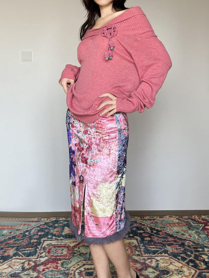 Wet Tail Vintage Loose Fit Pullover Anemone Bouquet Floral Women&