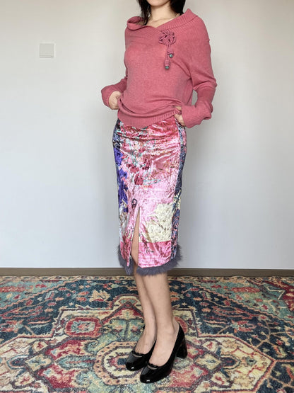 Wet Tail Vintage Loose Fit Pullover Anemone Bouquet Floral Women&