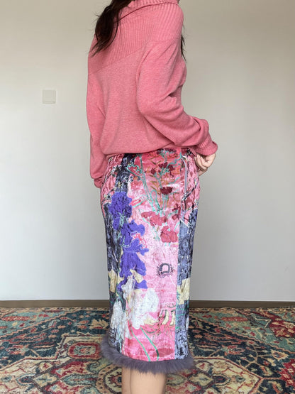 Wet Tail Vintage Loose Fit Pullover Anemone Bouquet Floral Women&