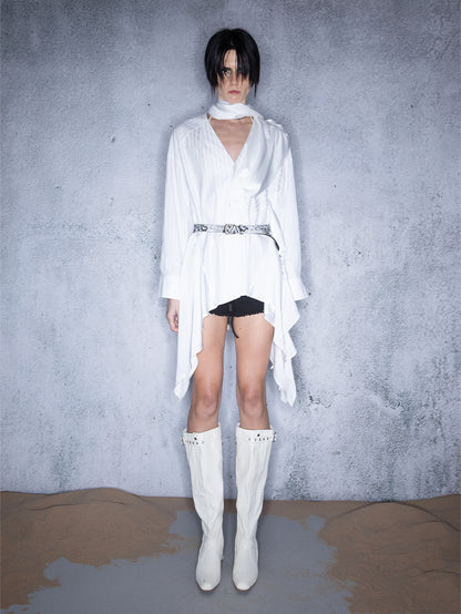 UpdateNN NORTH NODE Loose Striped Patchwork Shirt Elegant Finale