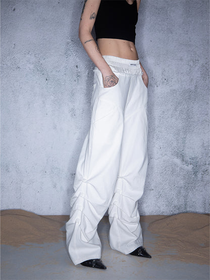 UpdateNN NORTH NODE Ripple Overlap Washed Pleated Wide Leg Trousers