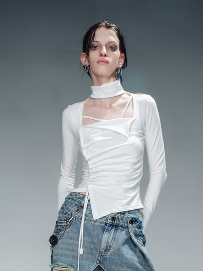 NN NORTH NODE Pleated Drawstring Long Sleeve Base Layer