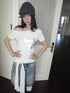 Updateang project Vintage Asymmetric Print Waist Tie Stretch Tee