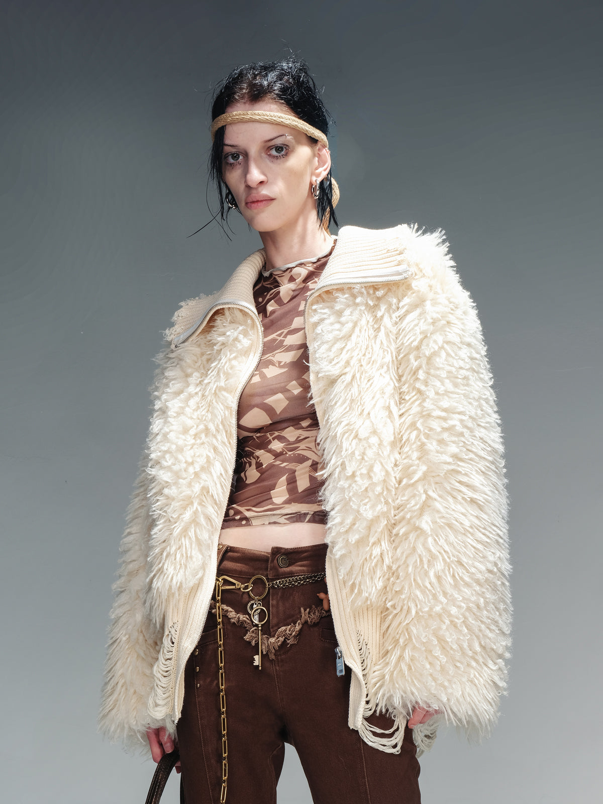 UpdateNN NORTH NODE Thread Textured Thickened Plush Fleece Coat