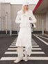 Asym Faux Fur Collar Short Padded Biker Jacket