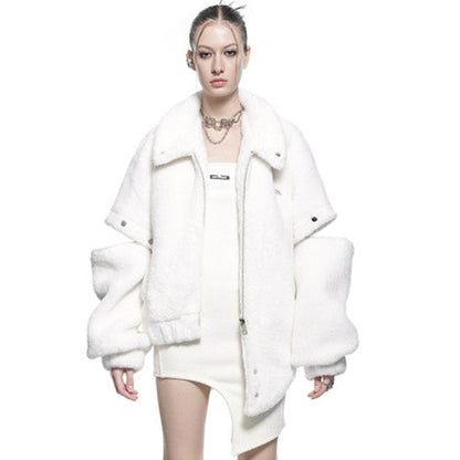 UpdateNN NORTH NODE Detachable Sleeve Fur Coat Convertible Vest