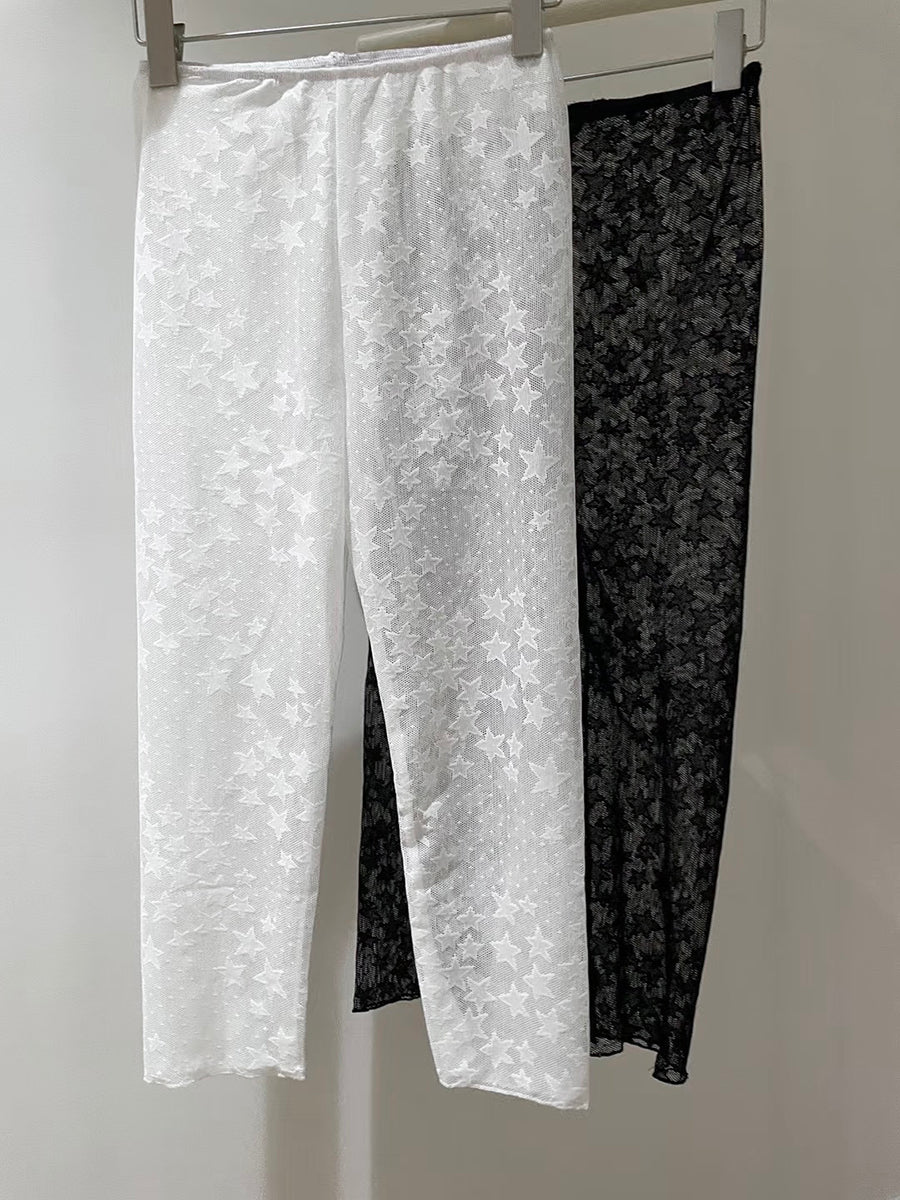 ang project Millennial Lace Star Print Stretch Capri Leggings