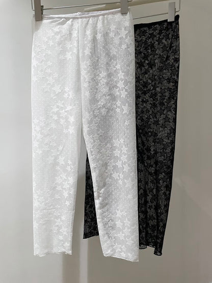 ang project Millennial Lace Star Print Stretch Capri Leggings