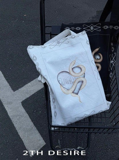 Punk Snake Year Hand Painted Canvas Tote Bag