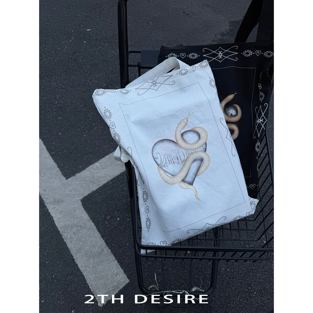 2th Desire Punk Snake Year Hand Painted Canvas Tote Bag