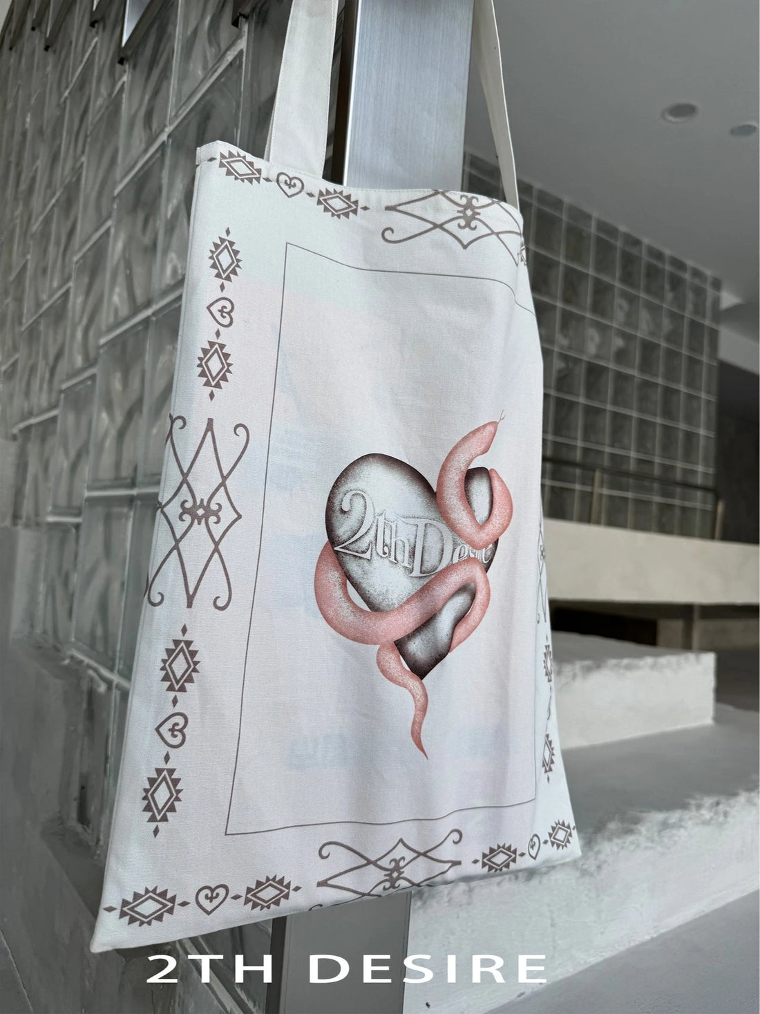 Punk Snake Year Hand Painted Canvas Tote Bag