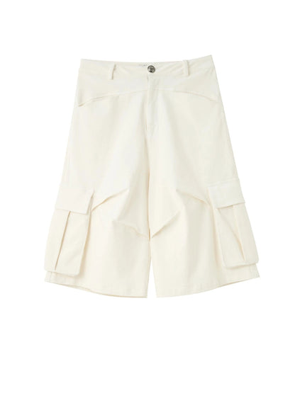 Stretch Washed Cotton Cargo Capri Pants