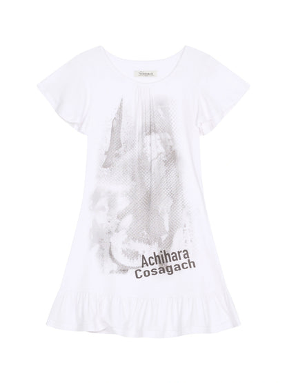 Summer Dream White Ruffle Hem T-shirt Dress