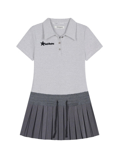 Achihara Nerd Skirt Pleated Polo Dress