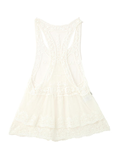 Achihara Summer Lace Strap Dress With Double Layer Hem