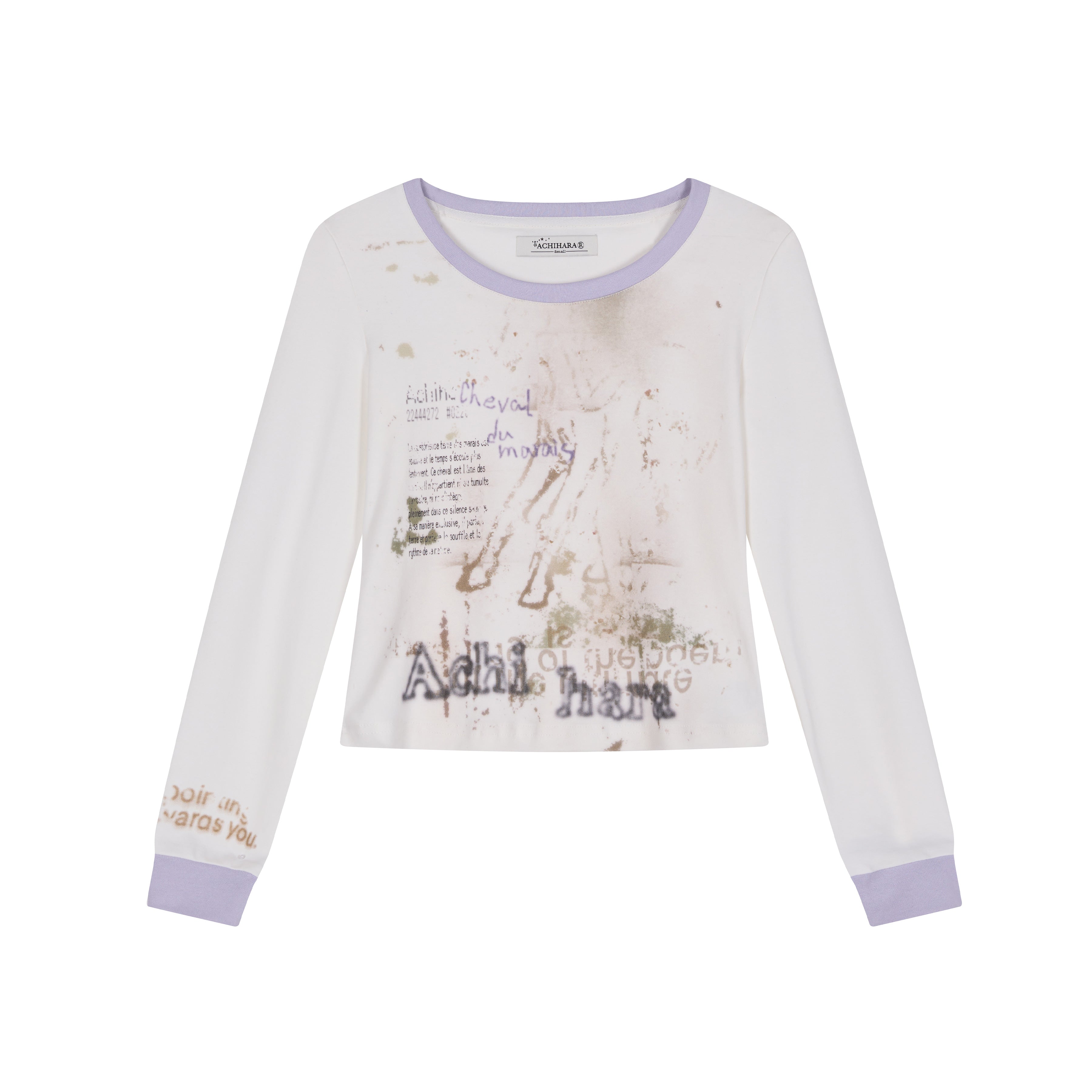Achihara Swamp Mist Horse Tee V Neck T Shirt Long Sleeve