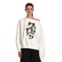 ALINNV STUDIO Off Shoulder Bow Print Slouchy Sweatshirt