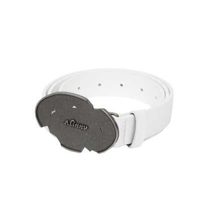 Vintage Distressed Leather Belt With Irregular Buckle Design