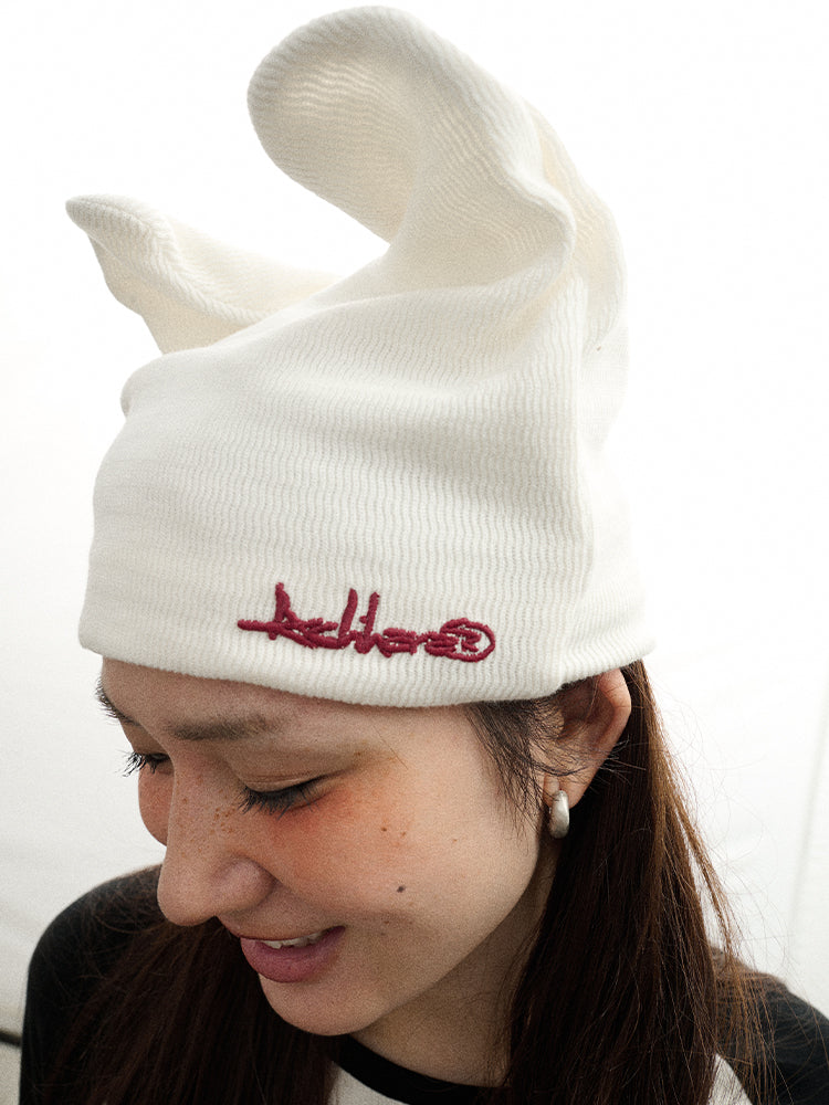 Achihara Twist Ear Knit Cap With Adjustable Cat Ears