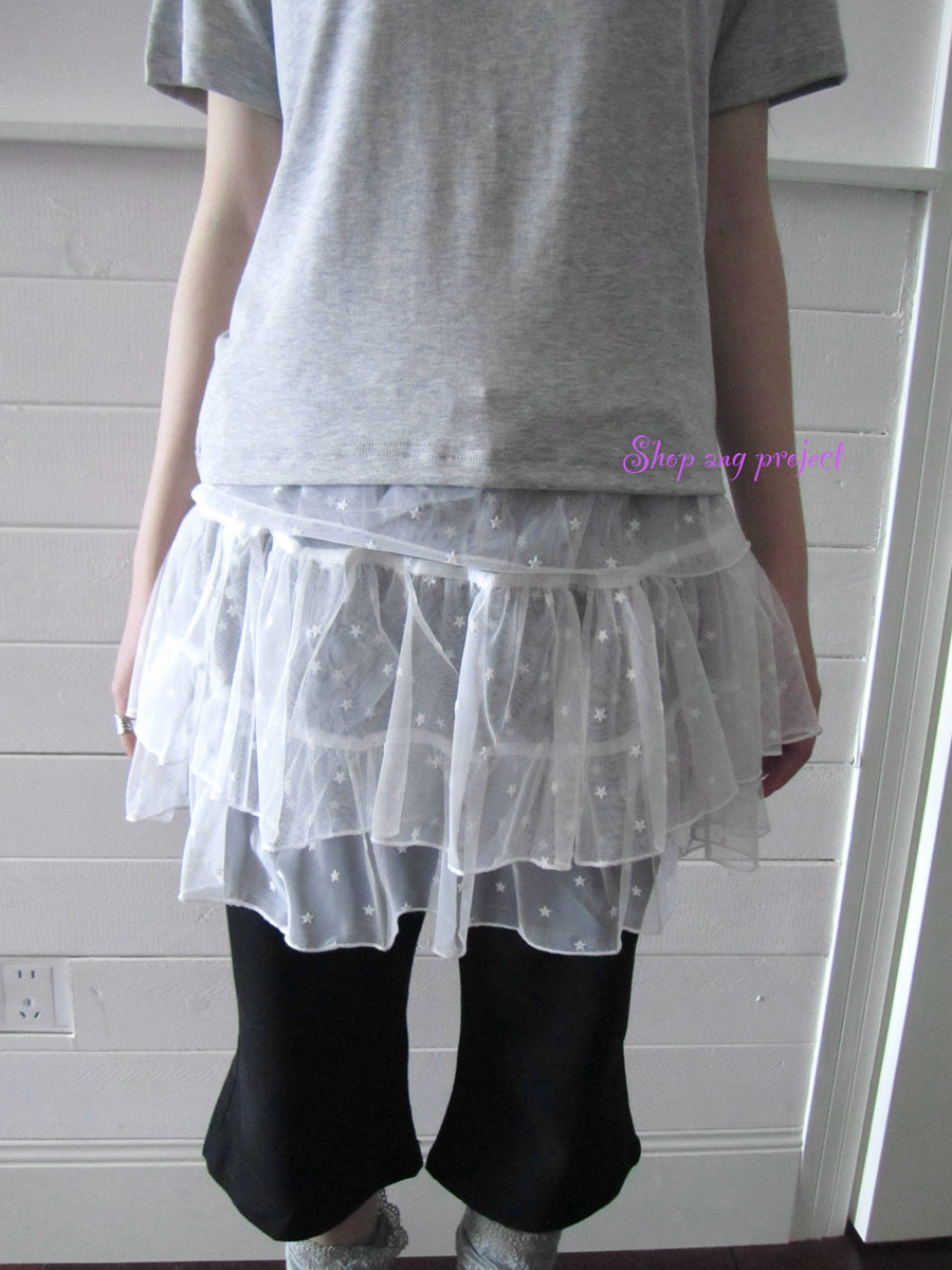 ang project Starry Ballet Mesh Overlay Skirt