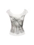 Flowers birds Market Floyd Diamond Bow Backless Sleeveless Slim Fit Tee