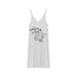 Achihara White Floral Print V-Neck Slip Dress Loose Fit Midi