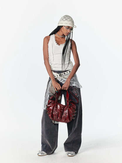 Lace Patchwork Layered Mesh Skirt With Ties