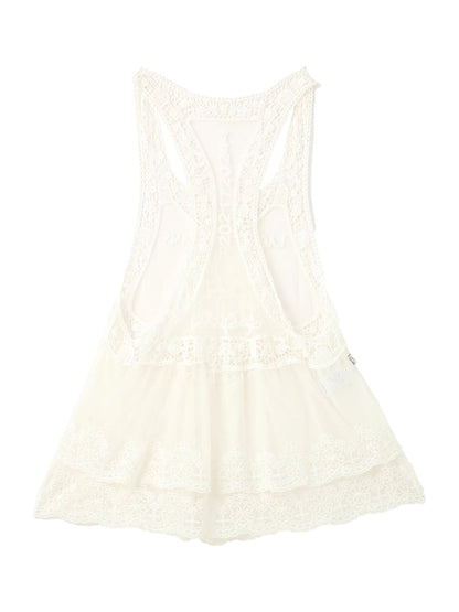 Summer Lace Strap Dress With Double Layer Hem