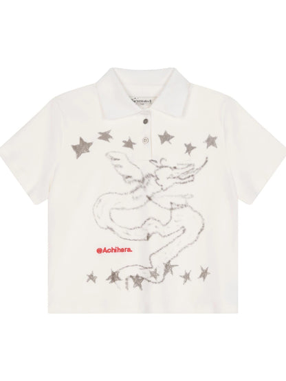 Digital Dragon Polo Tee V-neck T-shirt Long-Sleeve