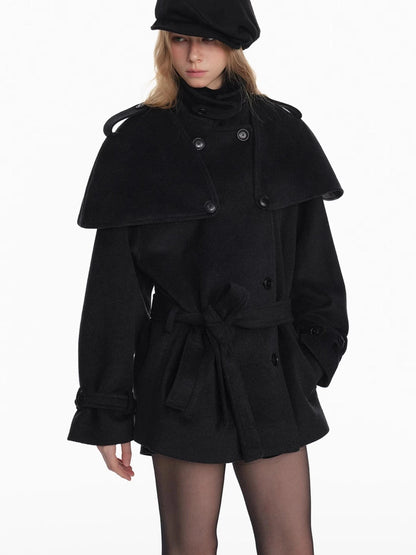 White Short Detachable Faux Fur Cape Coat Jacket