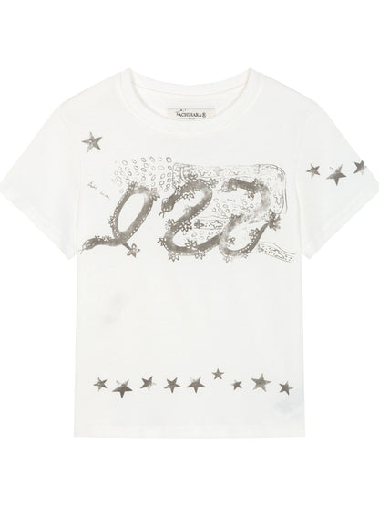 Gray Print Short Sleeve T-Shirt Unisex