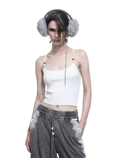 Crescent Moon Beaded Knit Halter Set