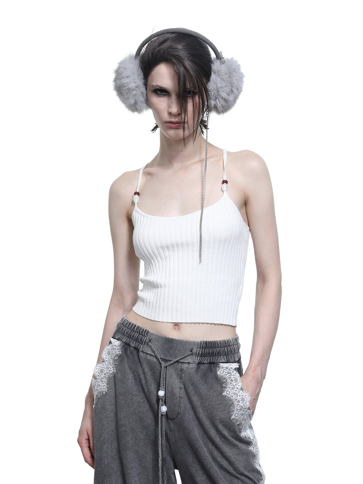 NN NORTH NODE Crescent Moon Beaded Knit Halter Set