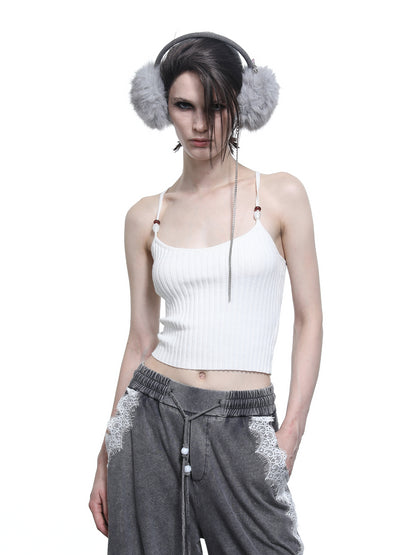 NN NORTH NODE Crescent Moon Beaded Knit Halter Set