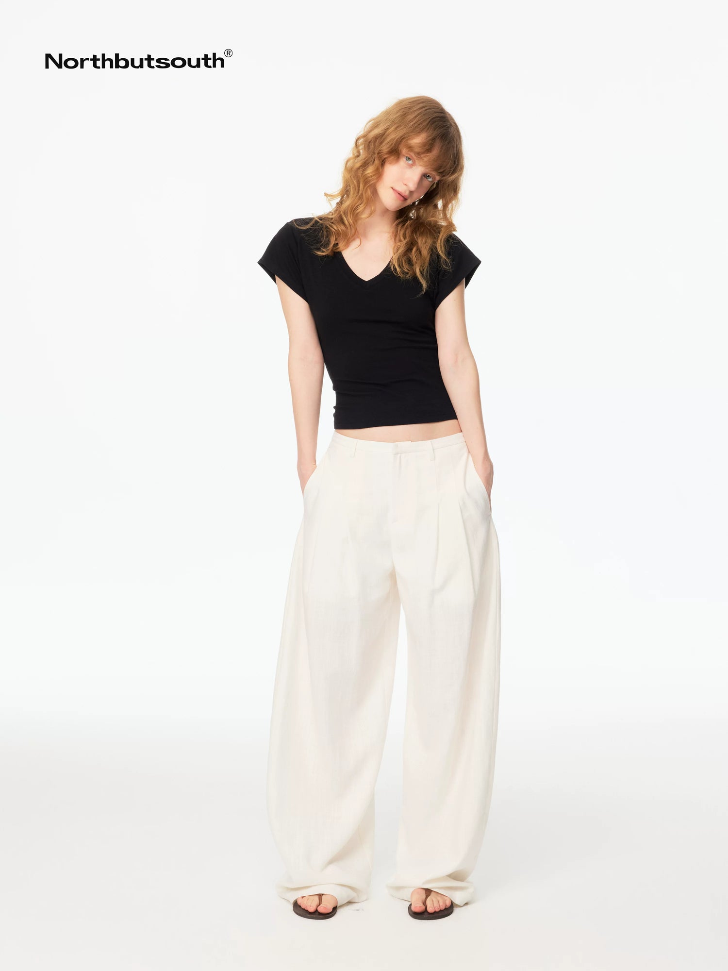 White Textured Cocoon Mid Low Waist Women&