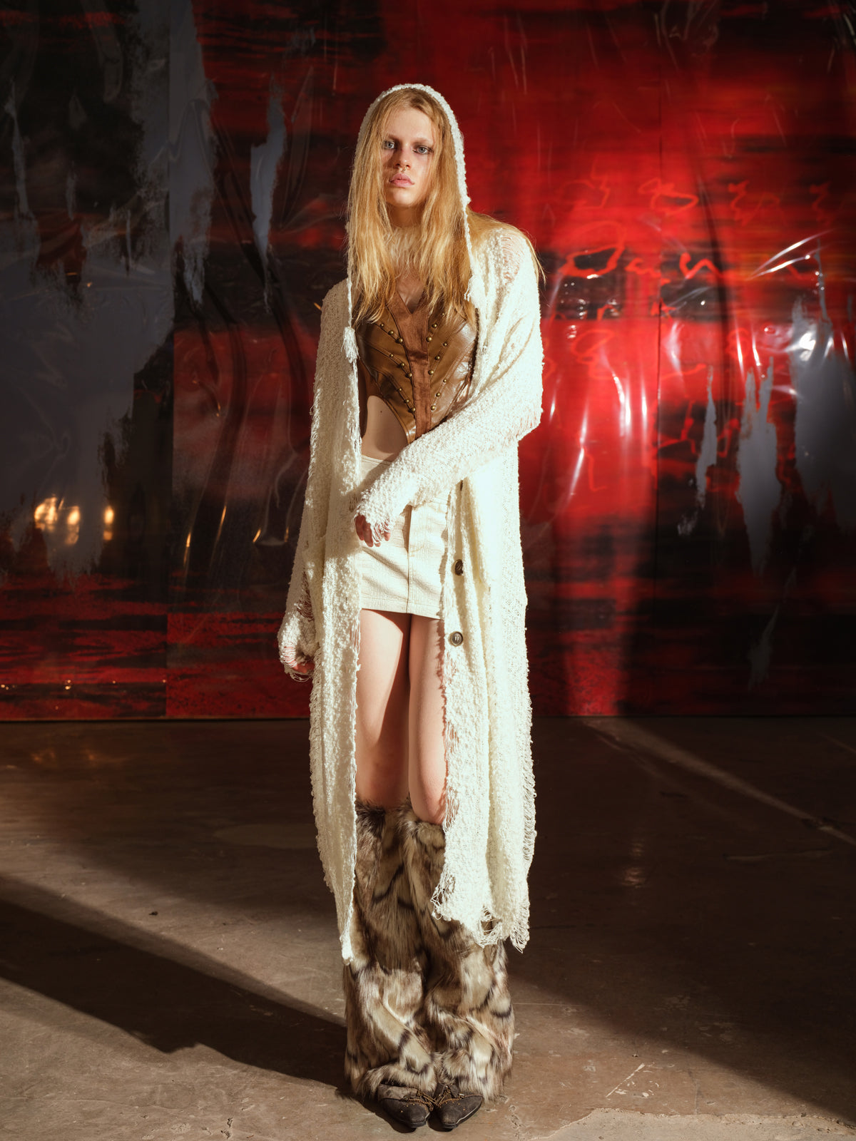 UpdateNN NORTH NODE Distressed Knit Cardigan With Thermal Consideration