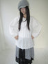 ang project Vintage White Embroidered Lace Trim Oversized Round Neck Blouse