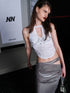 UpdateNN NORTH NODE Sheer Mesh Layered Halter Neck Glittery Tencel Camisole