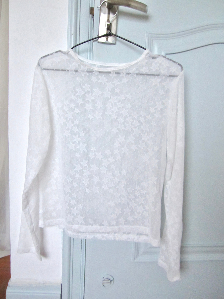 Updateang project Star Sheer Layering Tee Summer Lightweight Long Sleeve Top